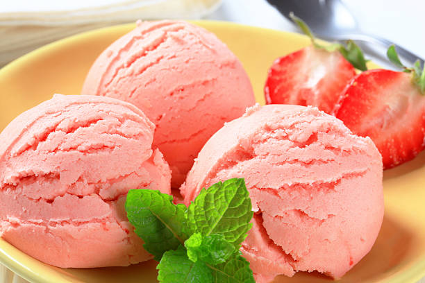 istock Scoops of strawberry ice cream on a plate 175481461