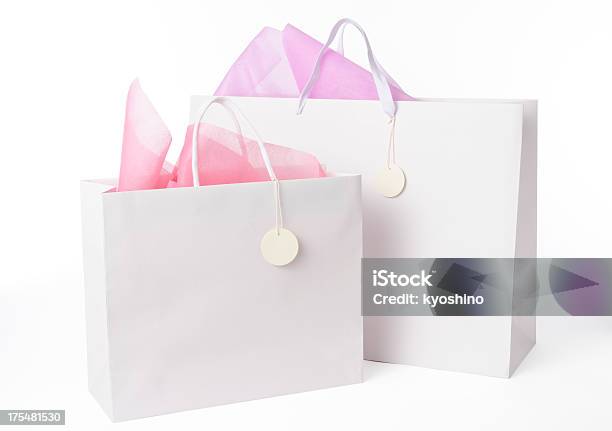 絶縁ショットの空白のショッピングバッグ白でタグ - グッディバッグのストックフォトや画像を多数ご用意 - グッディバッグ, ギフトバッグ, バッグ