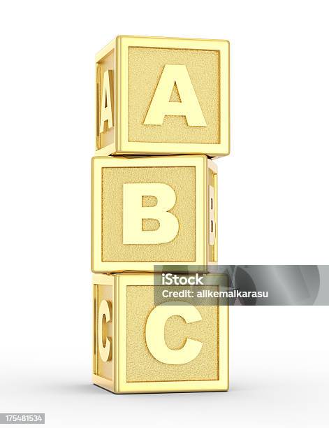 Golden Giocare Blocchi - Fotografie stock e altre immagini di A forma di blocco - A forma di blocco, Alfabeto, Bianco