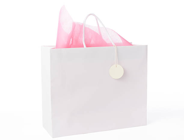 istock Blank white shopping bag with blank tag on white background 175481535