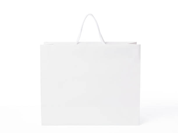 imagen de blanco aislado sobre fondo blanco bolsa de la compra - bag white paper bag paper fotografías e imágenes de stock