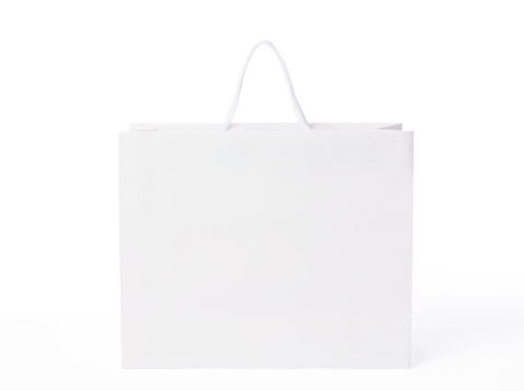 Isolated shot of blank shopping bag on white background