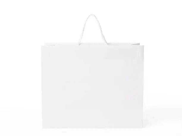 Blank white shopping bag isolated on white background with clipping path.