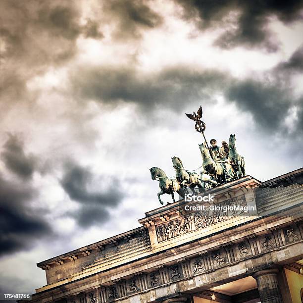 Storm At The Brandenburg Gate In Berlin Hdr Stock Photo - Download Image Now - Berlin, Architecture, Brandenburg Gate