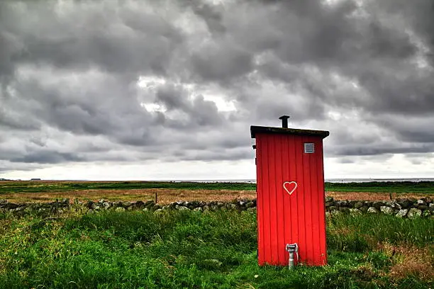 "Red wooden outhouse, Sweden"