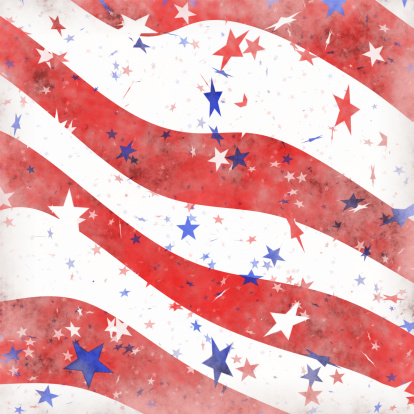 Close-up of faded American patriotic background wallpaper.  High-resolution pattern with visible texture when zoomed at 100 per cent.