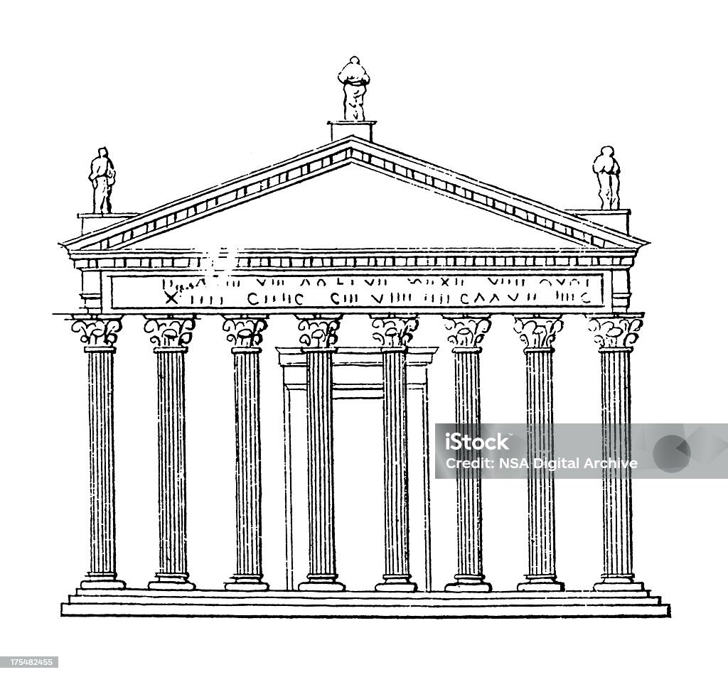 Templo de Júpiter Optimus Maximus, Roma, Itália/arquitetura ilustrações - Ilustração de Gravura royalty-free