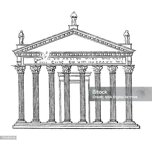 Templo De Júpiter Optimus Maximus Roma Itáliaarquitectura Ilustrações - Arte vetorial de stock e mais imagens de Imagem Gravada