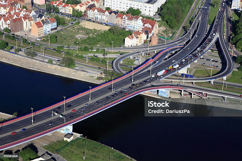 Aerial photo of a motorway junction "Aerial view. Poland, Szczecin" Above Stock Photo