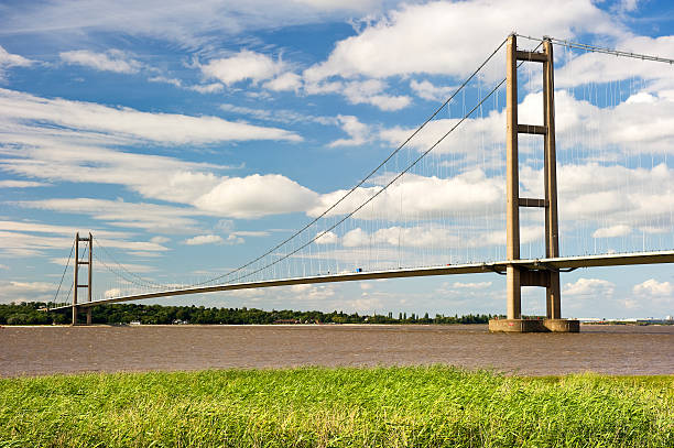 Humber Bridge crossing River Humber, England, UK