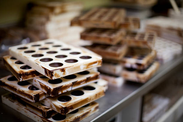 Artisanal chocolate production stock photo