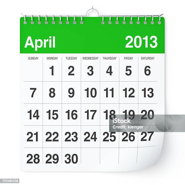 Calendario De Abril De 2013 Foto de stock y más banco de imágenes de 2013 - 2013, Abril, Acurrucado