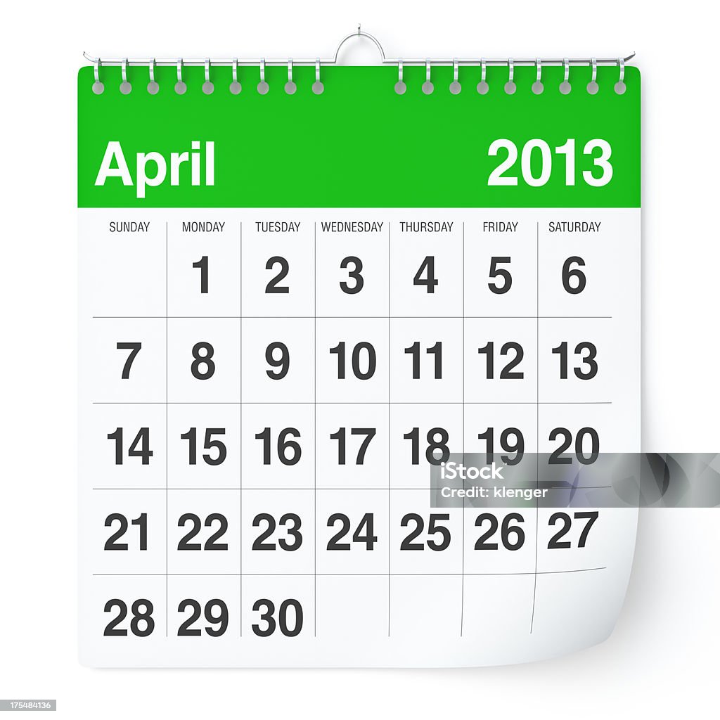 Calendário de abril de 2013 - Foto de stock de 2013 royalty-free