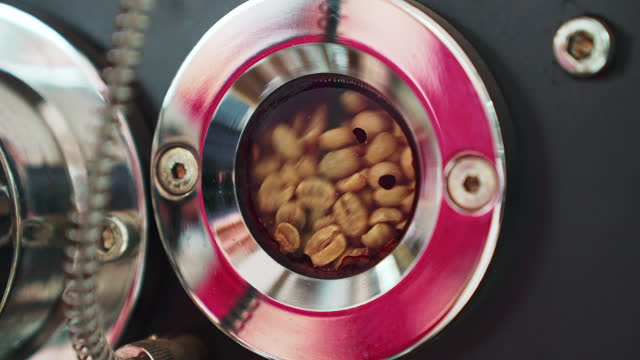 Raw coffee beans roasting machine.