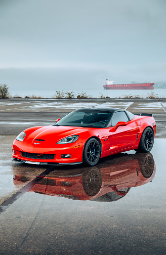 Seattle, WA, USA\nOctober 24, 2023\nRed Corvette Z06 showing the front of the car