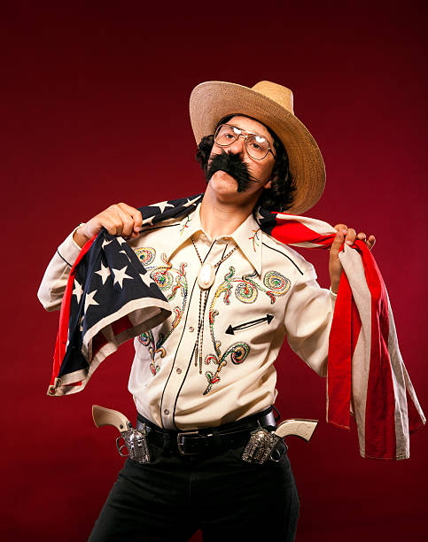 istock American Cowboy Studio Portrait with Flag 175485918