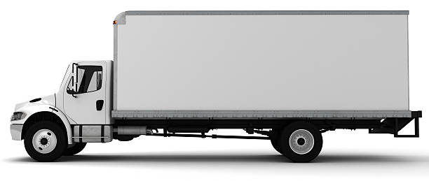 istock 3D white side view of a delivery truck 175486514