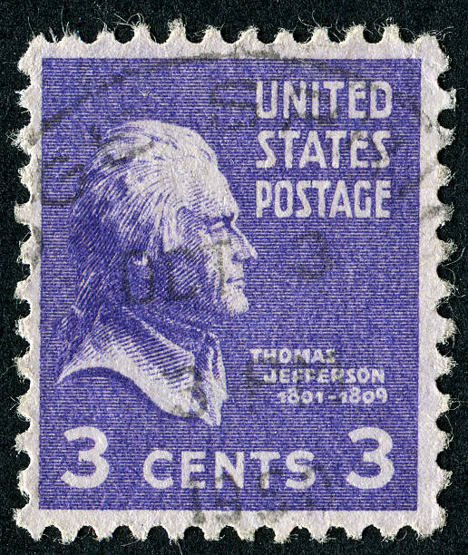 thomas jefferson stamp - president postage stamp profile usa foto e immagini stock