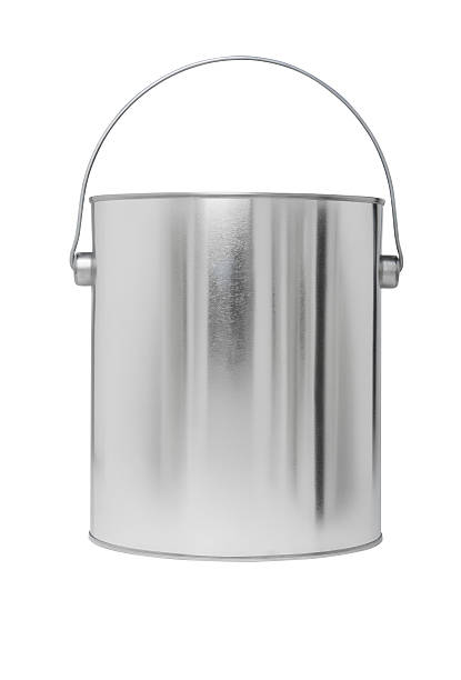 istock Silver paint bucket, empty. Add your own message or brand 175487059
