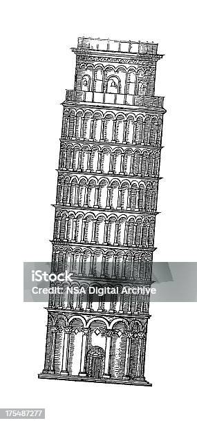 Torre Pendente Di Pisa Italia Antique Illustrazioni Architettonico - Immagini vettoriali stock e altre immagini di Incisione - Oggetto creato dall'uomo