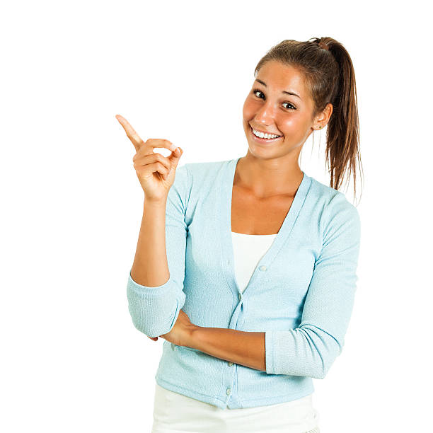 istock Young girl pointing upwards 175487732