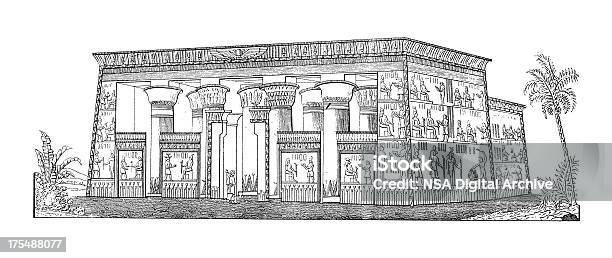 Ancient Egyptian Temple In Esna Antique Architectural Illustrations Stock Illustration - Download Image Now