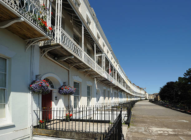 Royal York Crescent, Bristol "Royal York Crescent, Clifton, Bristol, a Georgian terrace. Building began in 1791 and was not completed until 1820," clifton stock pictures, royalty-free photos & images