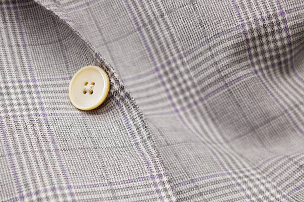 istock Mens checked grey wool suit detail 175489608