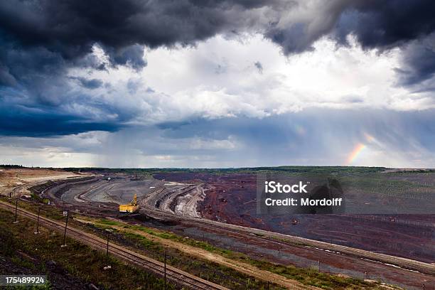 Storm Over The Quarry Stock Photo - Download Image Now - Quarry, Boulder - Rock, Bulldozer