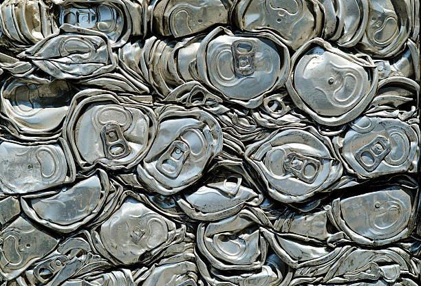 compressed aluminium cans stock photo
