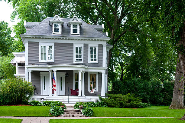 Traditional Midwest Home "A traditional home located in a urban neighborhood in St. Paul, Minnesota." front stoop photos stock pictures, royalty-free photos & images
