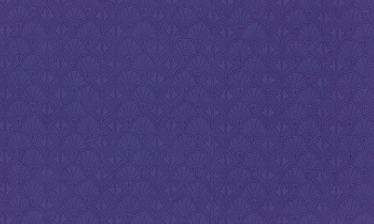 Close up of purple antique paper texture with Art Nouveau scalloped pattern.