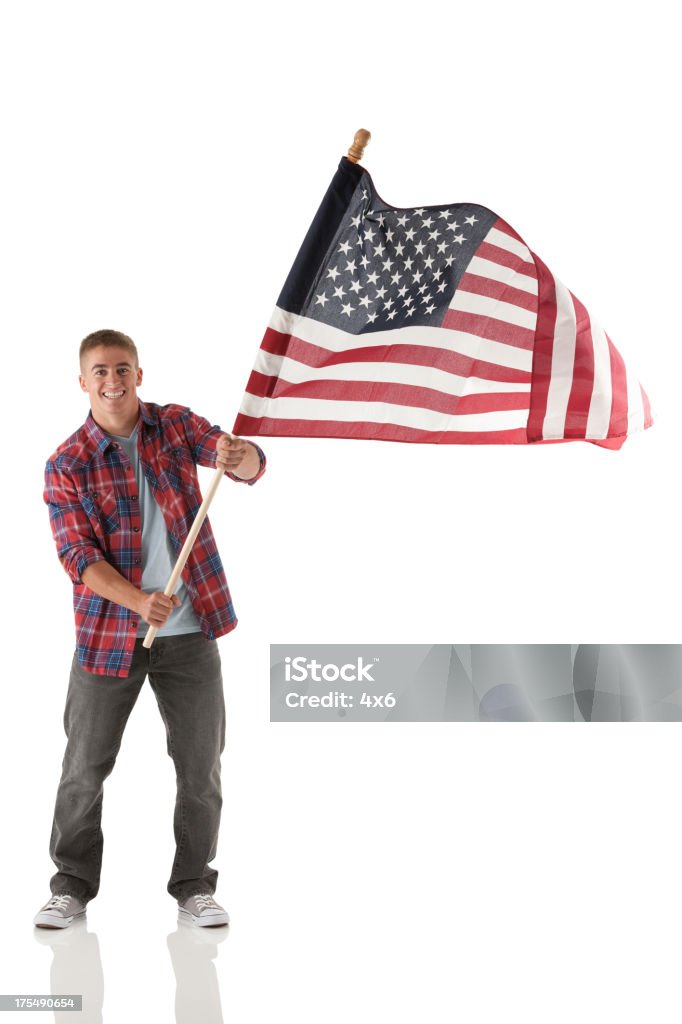 Man waving an American flag Flag Stock Photo