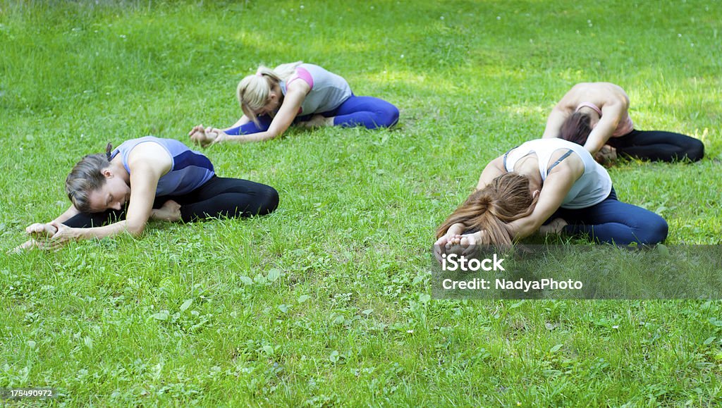 Fitness In The Park Young women doing exercise in nature. 20-29 Years Stock Photo