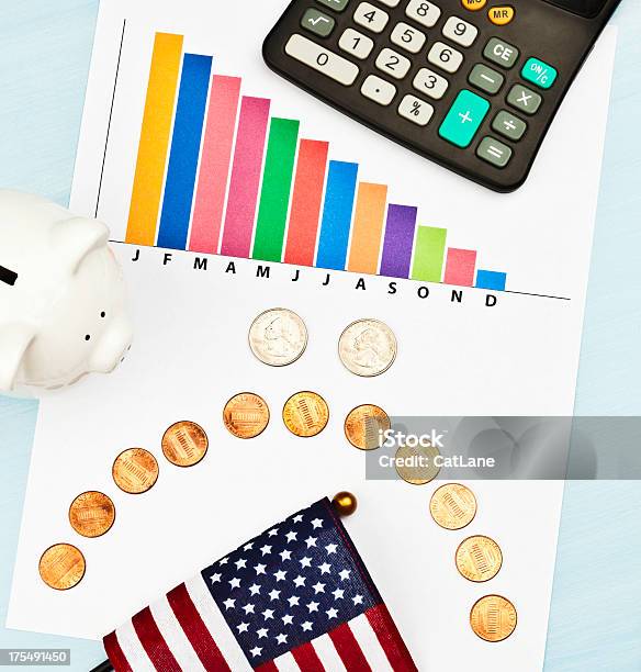 Finanzielle Fehler Stockfoto und mehr Bilder von Amerikanische Flagge - Amerikanische Flagge, Balkendiagramm, Bankrott