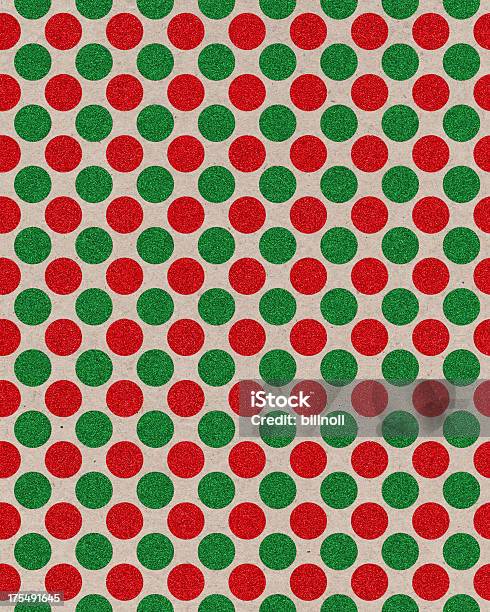 Paper With Red And Green Glitter Dots Stock Photo - Download Image Now - Christmas, Pattern, Art