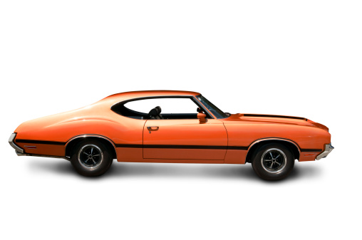 An all original Oldsmobile 442 muscle car from 1970. Clipping path on vehicle. All logos are removed.