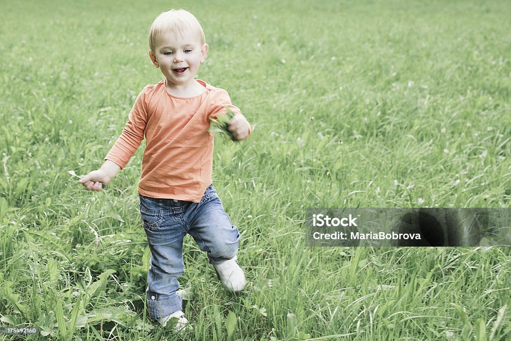 happy summer Happy little girl walking outdoor.Please check my Kids and summer lightbox 2-3 Years Stock Photo