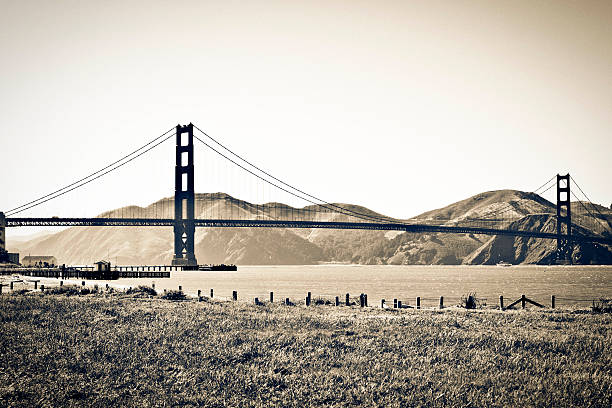 Toned photo of the Golden Gate Bridge from Crissy Field.