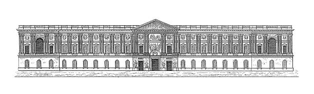 illustrations, cliparts, dessins animés et icônes de palais du louvre, paris, france/architecture antique des illustrations - louvre