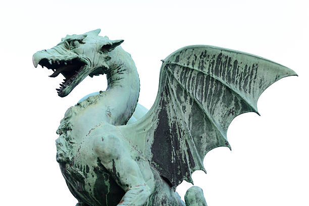 istock Viking-style dragon sculpture with a snake-like tongue 175493281
