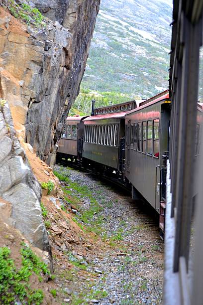 istock Train Riding Close to Rocky Wall White Pass Skagway, Alaska 175493746