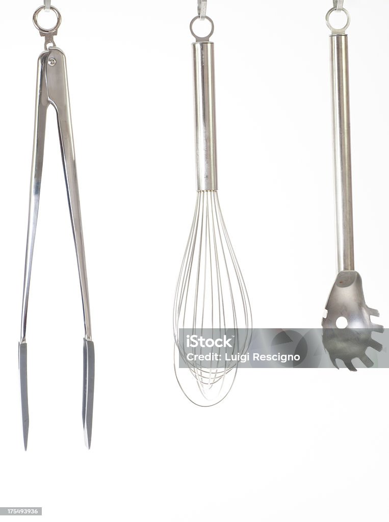 Spoon Tongs And Whisk Kitchen Utensil Stock Photo - Download Image Now -  Aluminum, Chrome, Cut Out - iStock