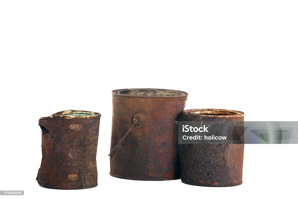 Three Rusty Old Cans Three rusty old cans rests on a white background. Studio shot with room for copy. Can Stock Photo