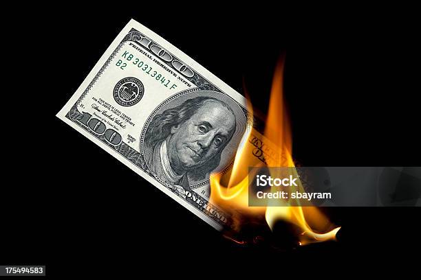Burning One Hundred Dollar Stock Photo - Download Image Now - Currency, Burning, US Paper Currency
