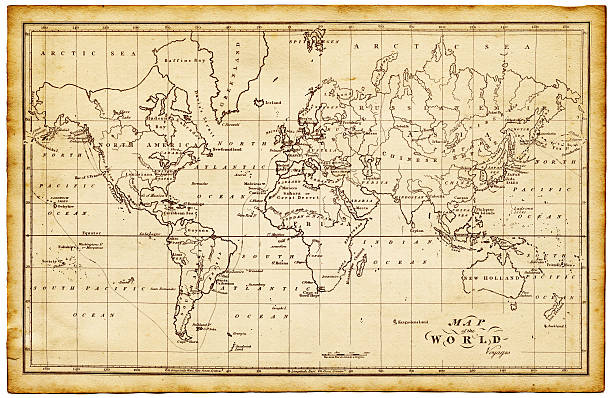 ilustraciones, imágenes clip art, dibujos animados e iconos de stock de mapa del mundo 1814 - vin01