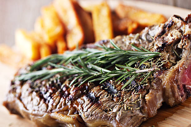 istock Grilled beefsteak with french fries 175495807