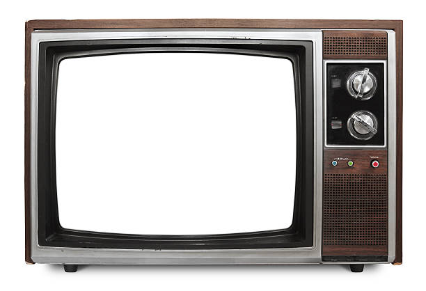 Vintage TV with blank screen stock photo