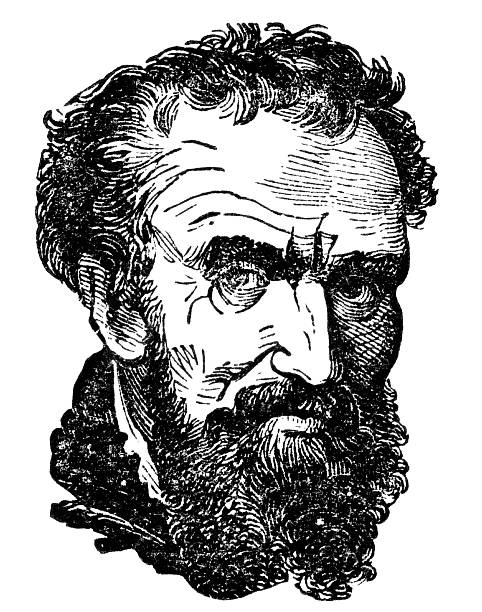 Michelangelo "Michelangelo di Lodovico Buonarroti Simoni (6 March 1475 - 18 February 1564), commonly known as Michelangelo was an Italian Renaissance sculptor, painter, architect, poet, and engineer. Isolated on white background. Illustration was published in 1882" michelangelo stock illustrations