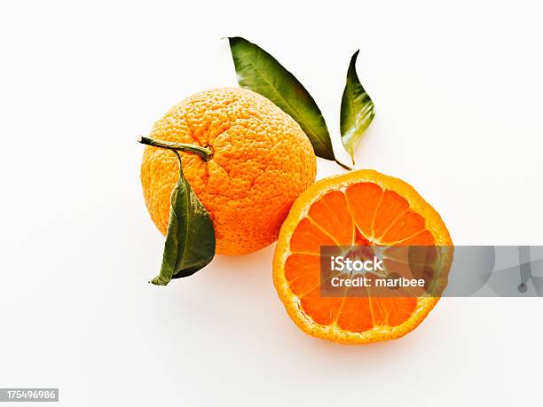 Satsuma Mandarins With Leaves Stock Photo - Download Image Now - Citrus unshiu, Tangerine, White Background